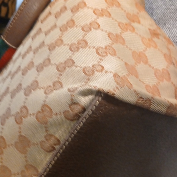 Authentic Gucci Web Sherry Line Tote Bag GG  Anvas Leather - Picture 10 of 16